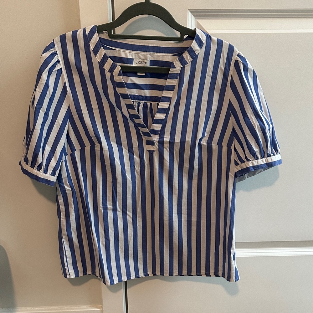 J. Crew Factory Women's Top with Blue and White Stripes